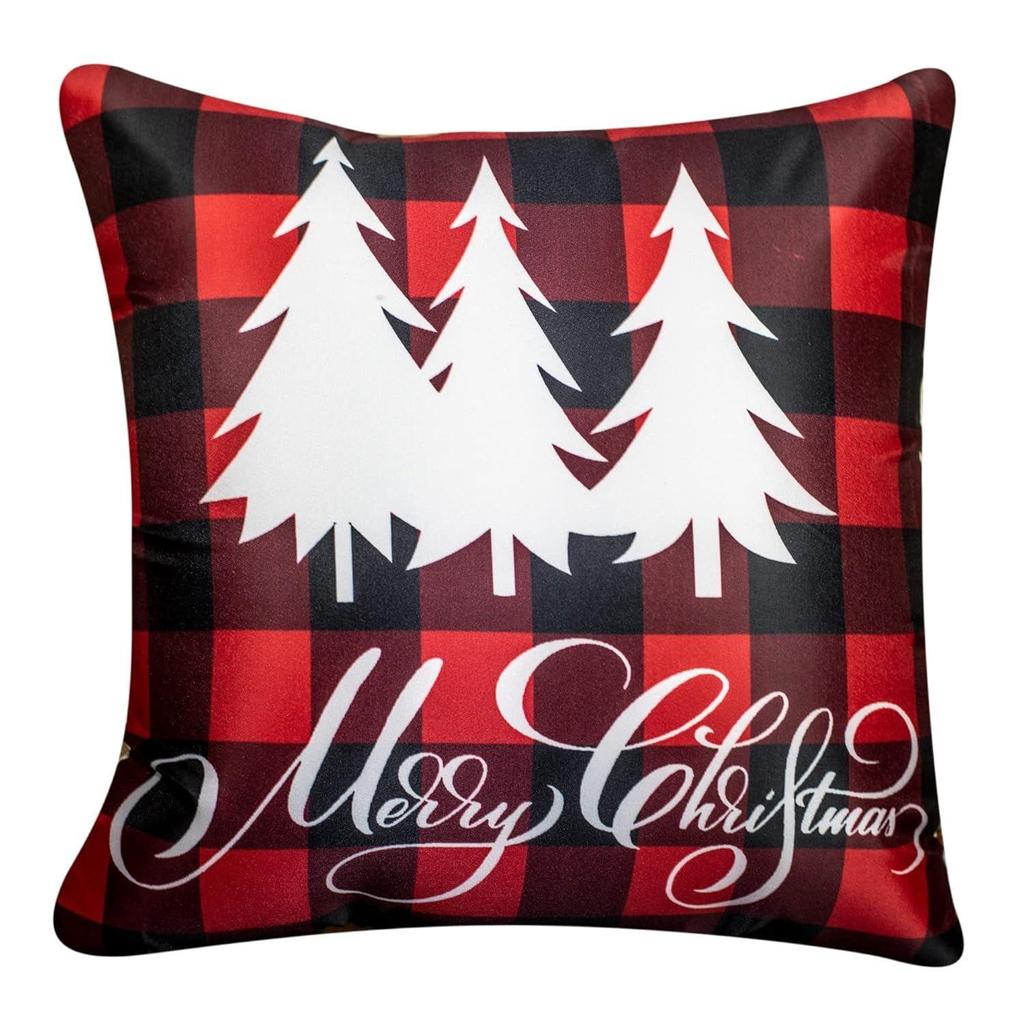 Decorative Merry Christmas 12 Inch X 12 Inch Cushion Covers Set of 5, Satin Cushion Cover for Sofa, Christmas Home Decor