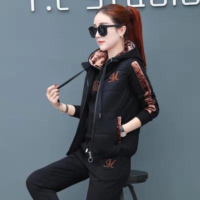 Ensemble de sport épais 2 pièces/set pour femmes Ensemble trois pièces d'hiver pour femmes Vêtements d'extérieur décontractés chauds pour dames