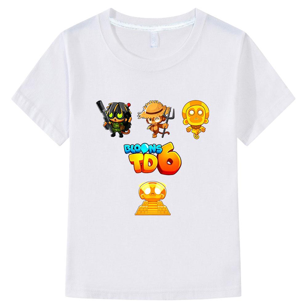 Spiel Bloons TD 6 Kinder T-Shirt 100% Baumwolle Cartoon Druck Kinder T-Shirts Streetwear Jungen Mädchen Oberteile Rundhals Kurzarm Sommer