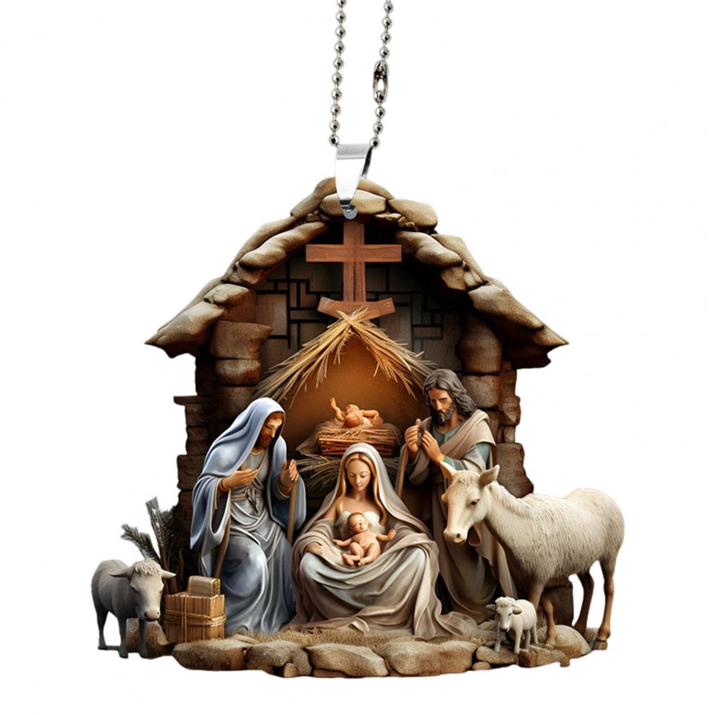 Bright Colored Ornament Jesus Family Prayer Ornament Jesus Family Prayer Scene Pendant Ornaments for Home Car for Christians
