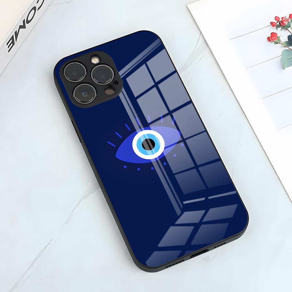 Lucky Blue Evil Eye Phone Case For IPhone 17 Pro Max 15 Pro 16 14 Plus 12 13 Mini 11 Pro Shockproof Glass Cover