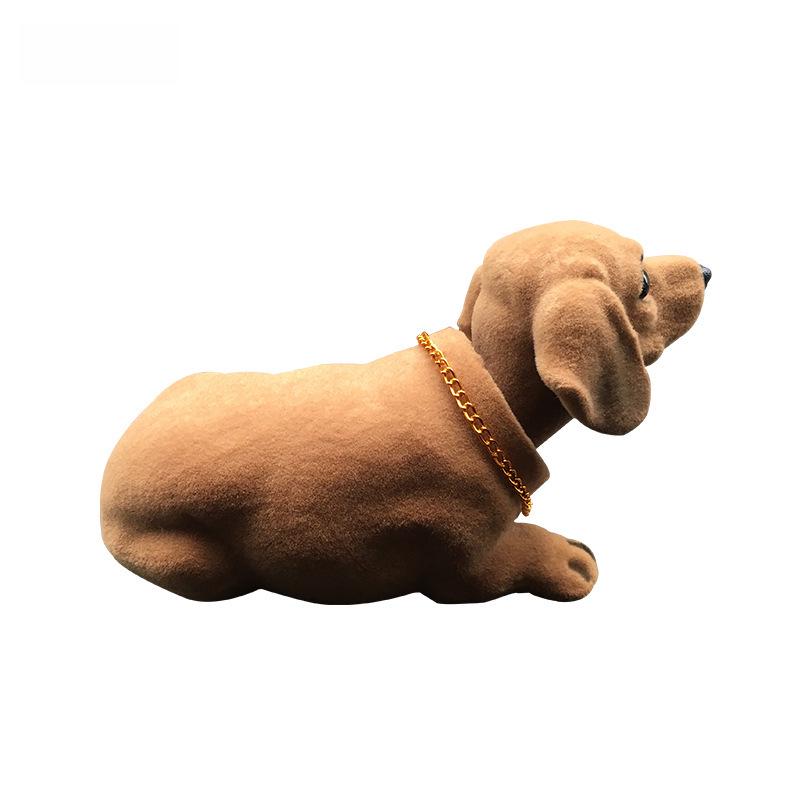 Resin Flocking Dachshund Shaking Head Car Ornament