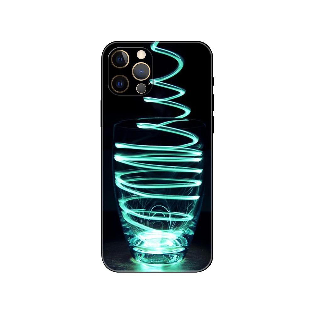 Handyhülle mit Neonmusterdruck für iPhone 5 5s 2020se 6 6s 7 8 plus x 10 XR XS 11 12 13 mini pro MAX schwarze TPU-Rückseite