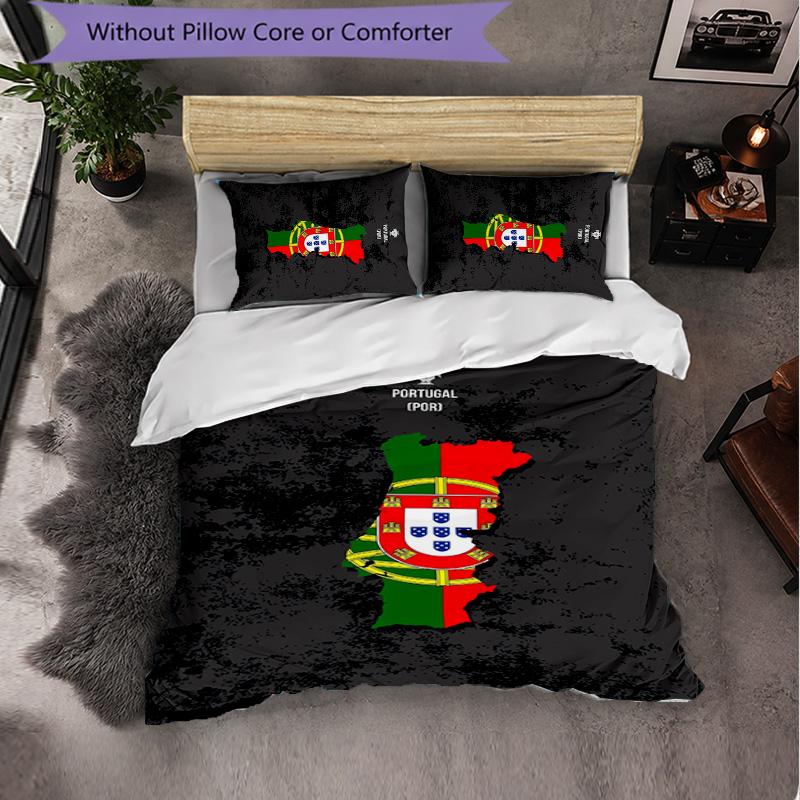 Portugal national football team 3 Piece Bedding Set Soft Duvet Cover Set with Pillowcases Printed Bedroom Decor Set for Home