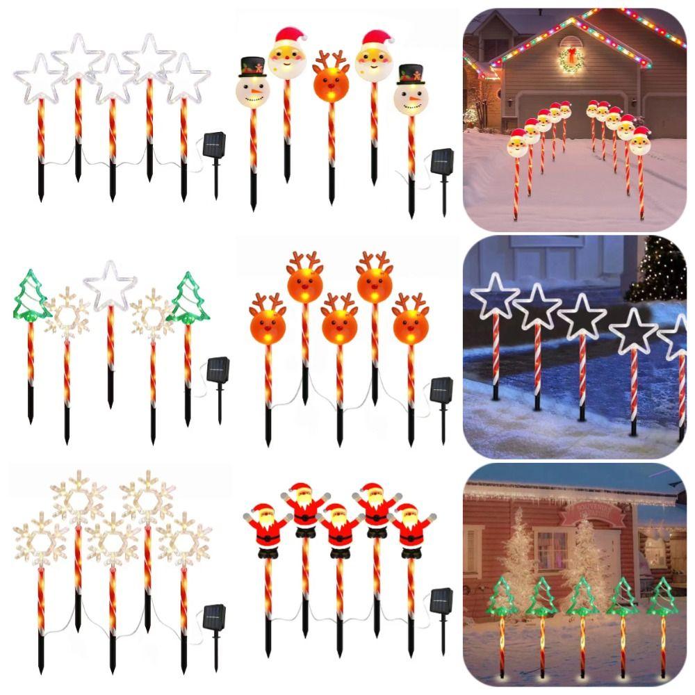 Solar-Powered Santa Claus Solar Lights Cartoon Holiday Decoration Lights  Xmas Party Decorations