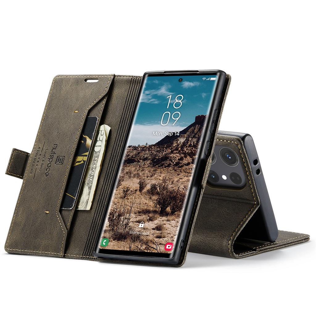 Premium Vintage Leather Wallet Case for Samsung Galaxy S24 Ultra - Flip Cover with Card Slots, Shockproof Retro Style (4 Colors)