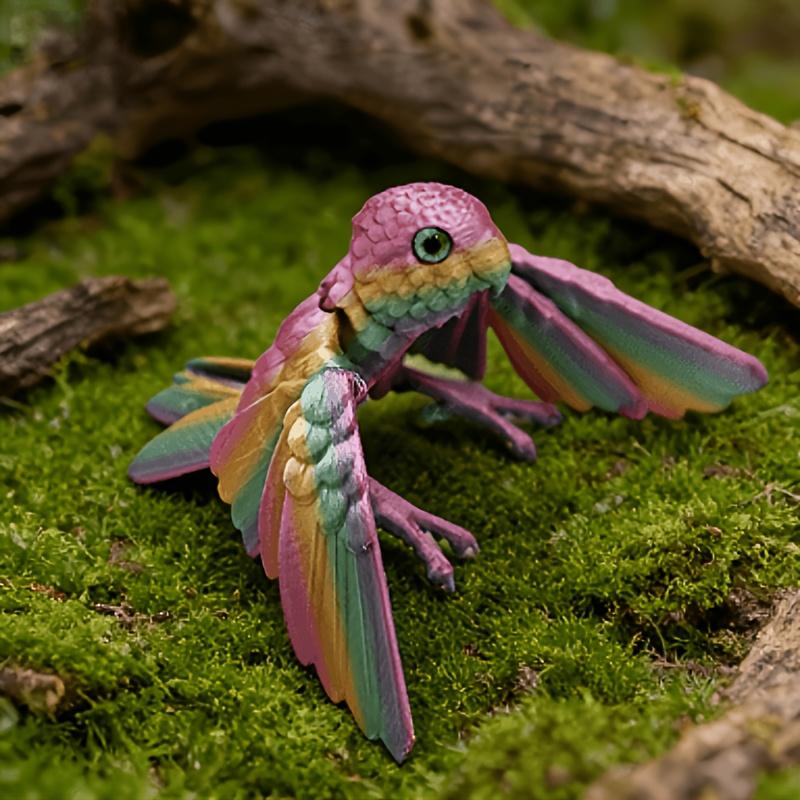 1-Piece Parrot-Shaped Ornament 3D Printed Parrot Craft Ornament Gift Creative Figurine Animal Jointed Movable Model Holiday Birthday Creative Gift