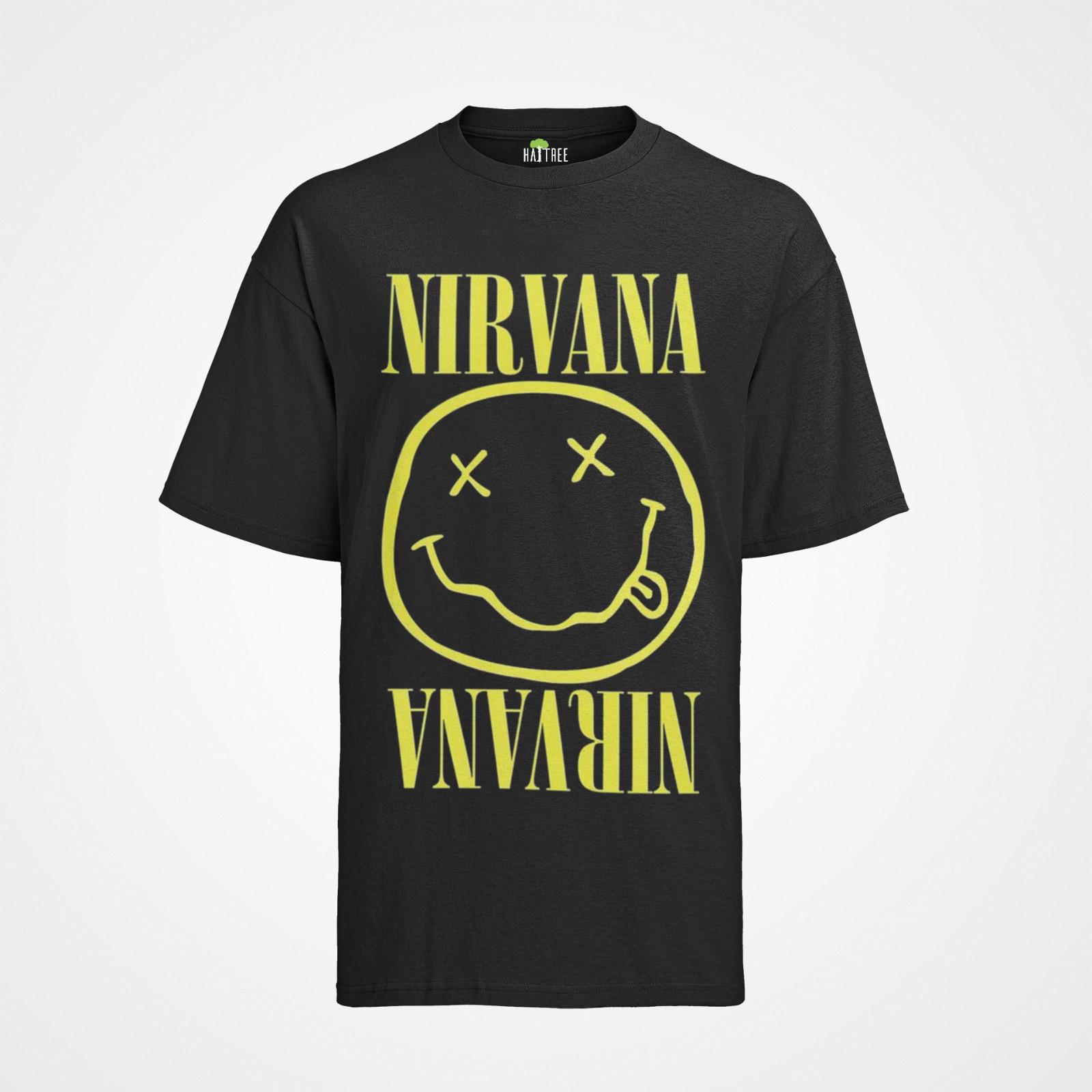 Retro Nirvana Smiley Bands Music Rock Grunge Kurt 80s Mens Organic T-Shirt Mens Womens Tees Top S-XXXL 3XL
