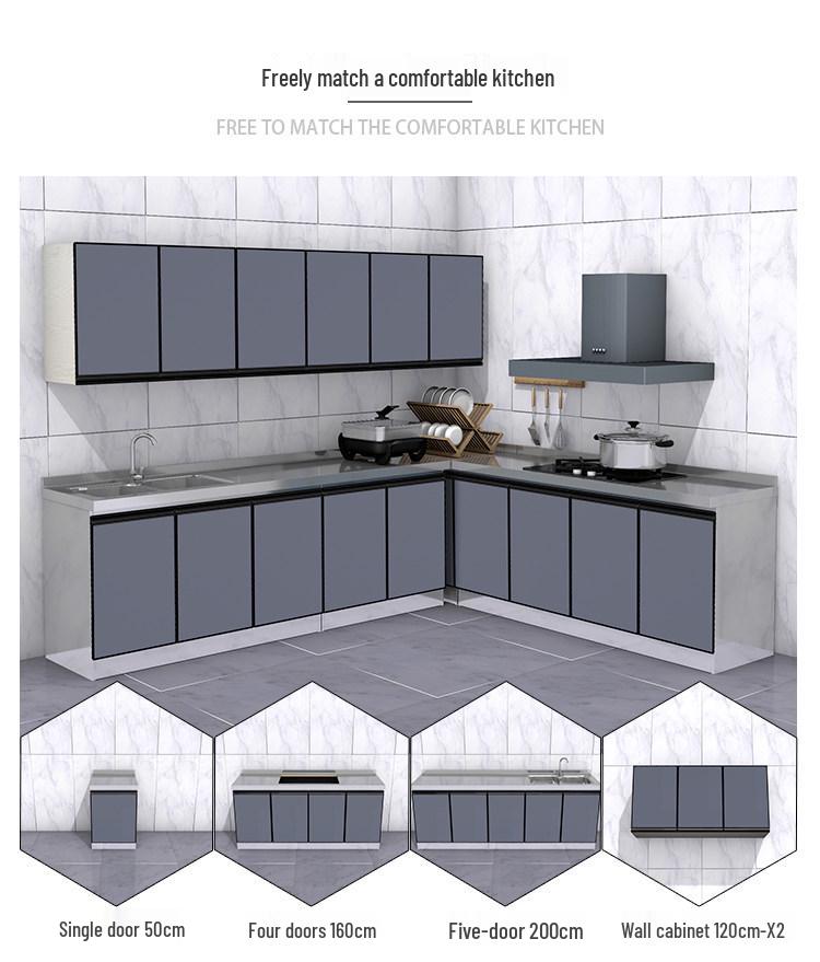 2-Meter Stainless Steel Waterproof Kitchen Cabinet with Sink for Household or Rental Use