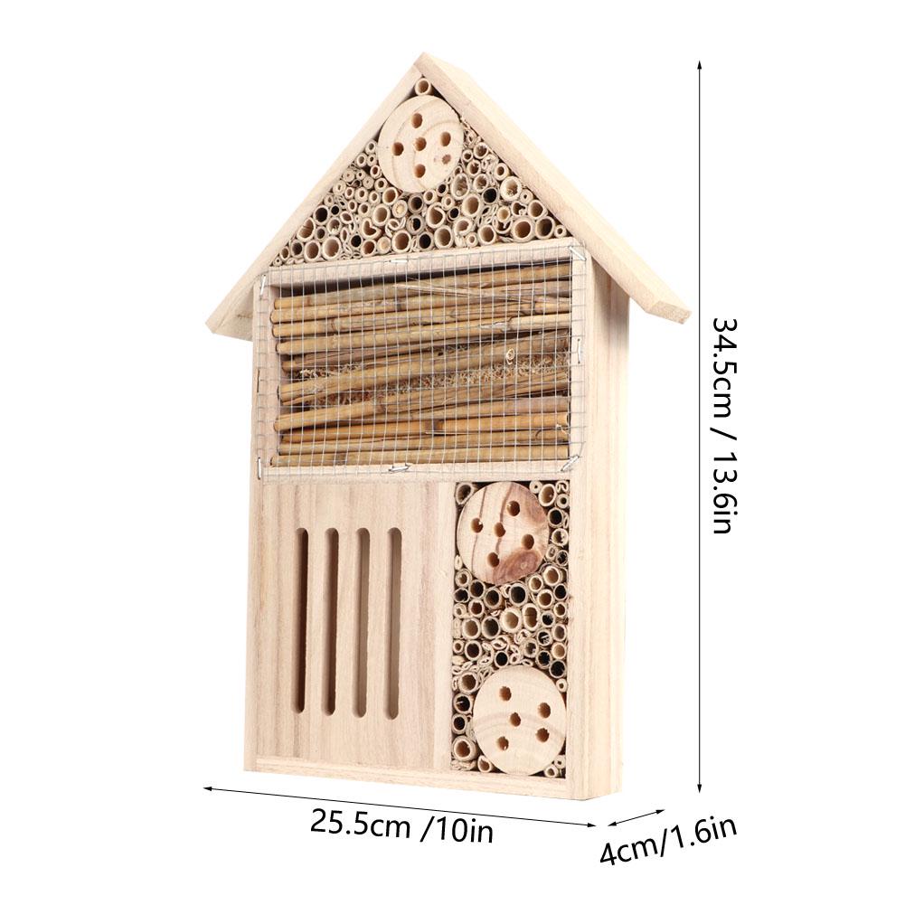 Garden Outdoor Wooden Insect Bee House Wood Bug Room Shelter Nesting Box Decoration