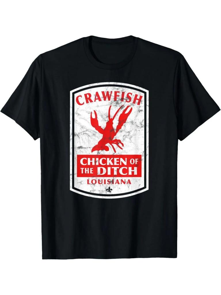 Crawfish Boil InspiredChicken of the DitchGraphic design100 cotton summer Oneck short sleeve casual printed mens Tshirt