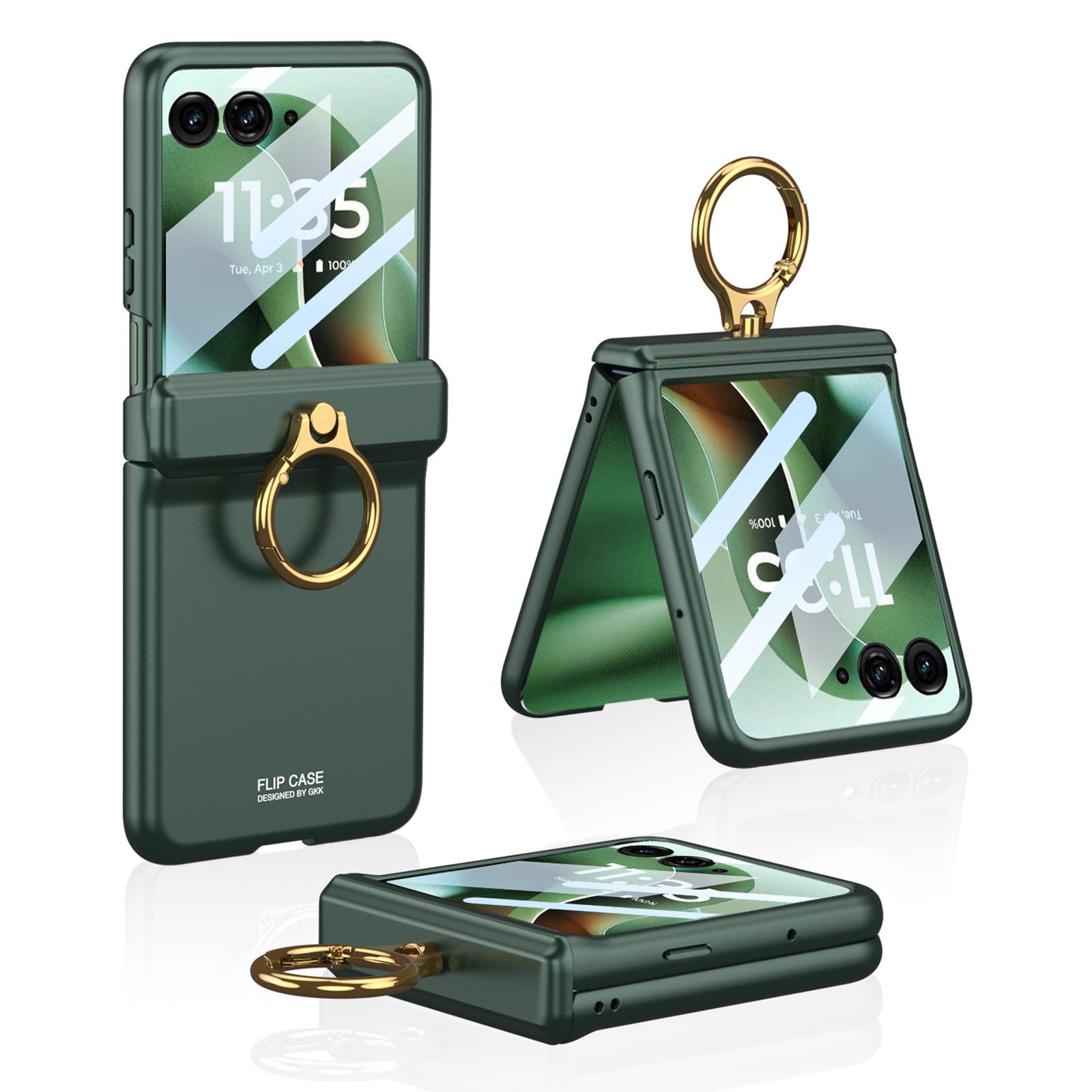

GKK For Motorola Razr 60 Ultra 5G Hard PC Kickstand Phone Case Magnetic Hinge Protection Cover with Small Screen Film Midnight Green