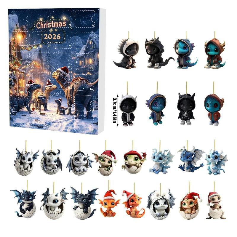 Viking Dragon Advent Calendar Blind Box Hanging Ornament 24 Unique Acrylic Decor Christmas Home Party