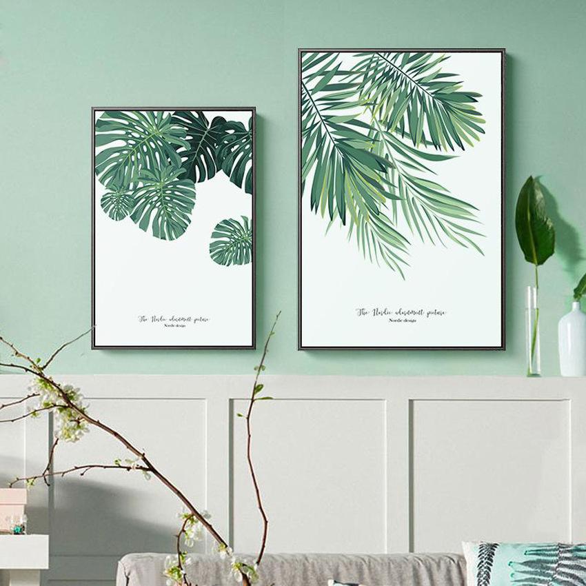 Minimalist Nordic Home Decorative Painting Green Plant Hotel Club Storefront Canvas Painting Wall Canvas Oil Painting Picture
