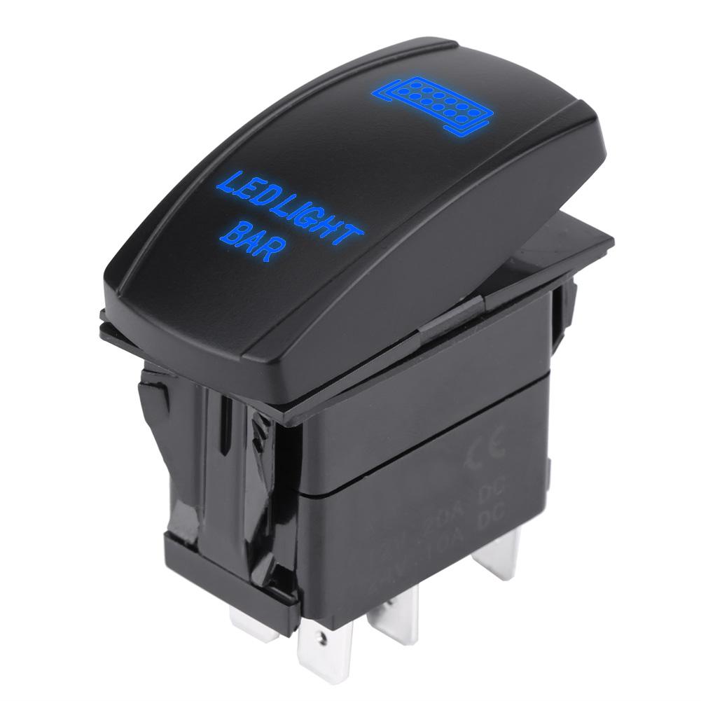 

12V 24V Waterproof 5 Pin LED Light Bar Rocker Switch SPST On OFF for Car Boat Truck (Blue)