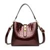 Patentlæder Stenmønster Håndtaske Dame Taske Spandtaske Enkelt skulder Crossbody Taske