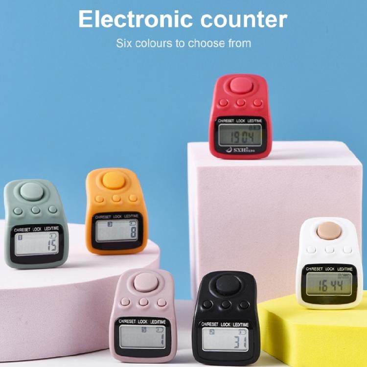 Licznik elektroniczny Tasbeeh z 6 kanałami LED, pierścieniem i klikerami, przenośnymi, resetowalnymi klikerami