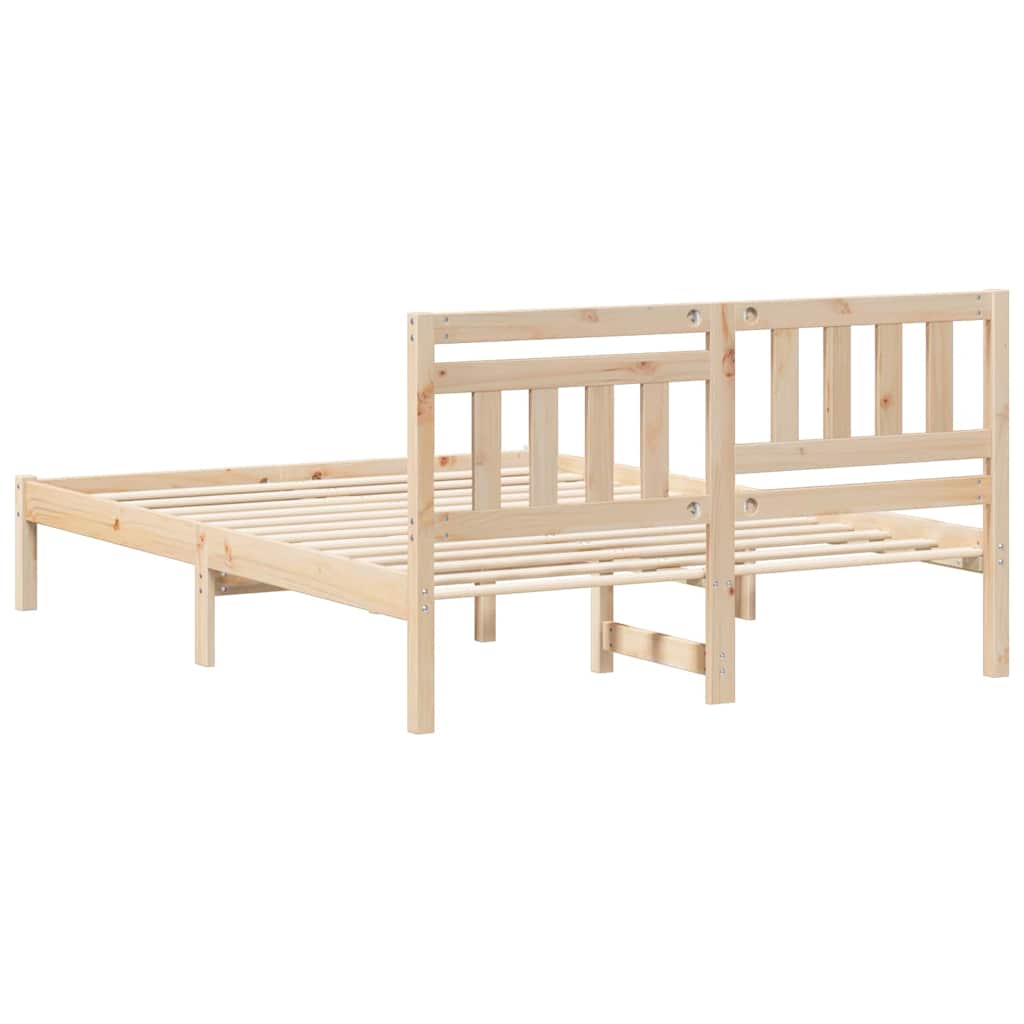 Bed Frame with Headboard Brown 120 x 190 cm Solid Pine Wood