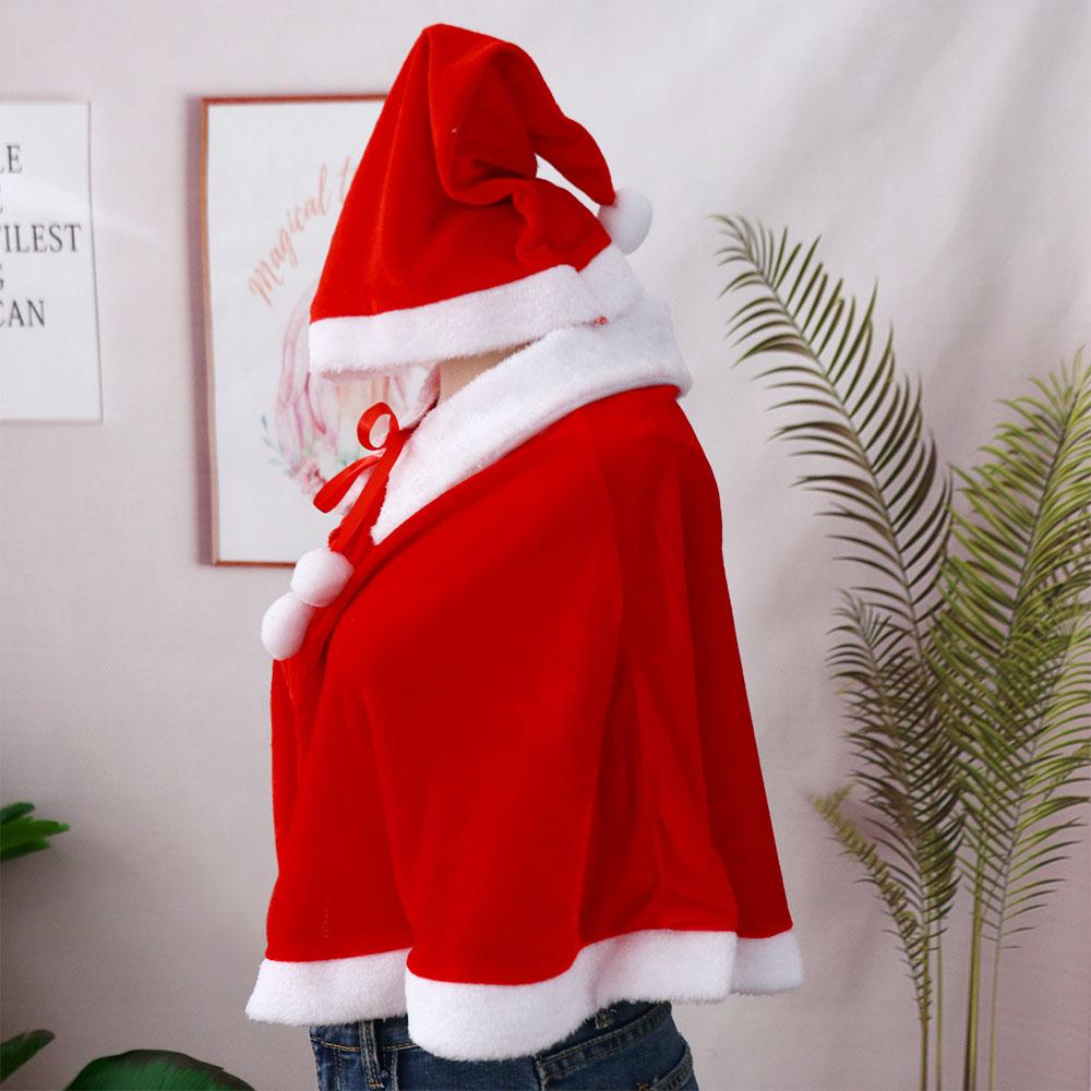 Cape Polyester Girl Shawl Windproof Women Hooded Ponchos Cosplay Costume Christmas Cloak Xmas Cape