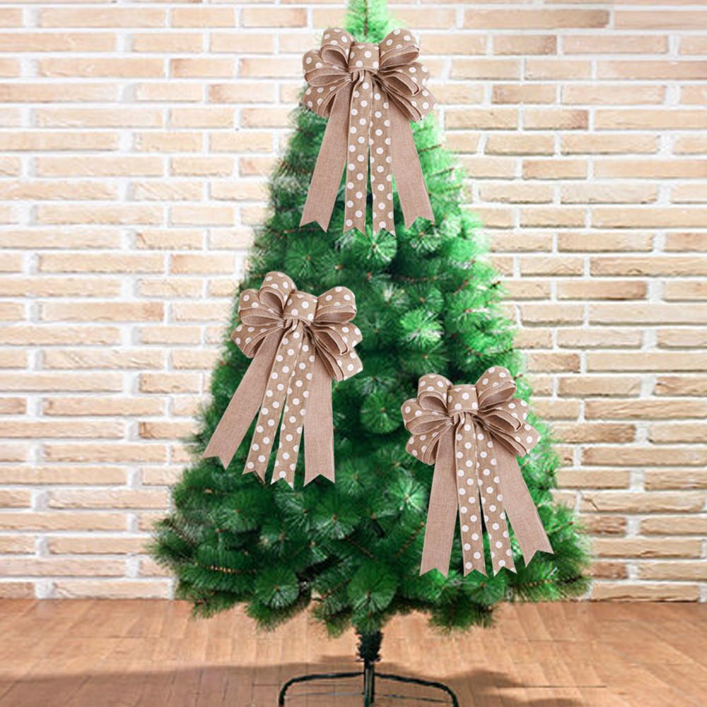 Textured Festive Cloth Christmas Bow Adornments Beautifully Crafted Handmade Decor Tree