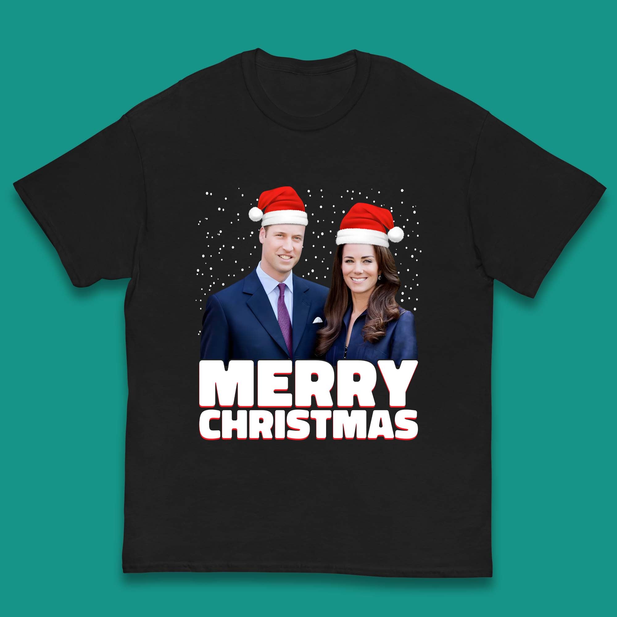 Prince William & Kate Merry Christmas Kids T-Shirt 160