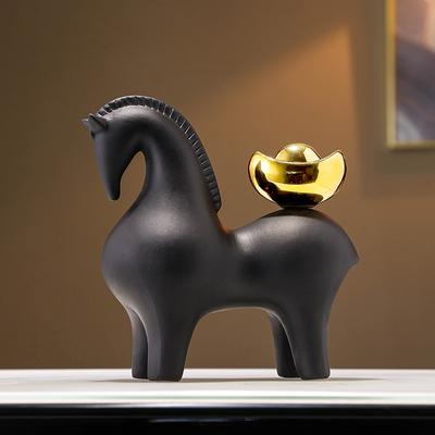 Lucky Horse Ceramic Small Ornament Home Living Room Sculpture Ornaments Store Office Front Desk Opening Decor Housewarming Gift