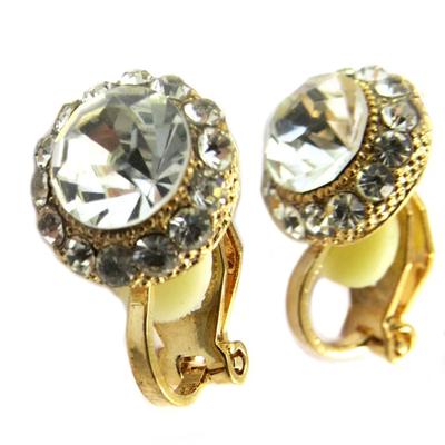[P4715] - Clipes de design 'Sissi' branco dourado - 10x10 mm