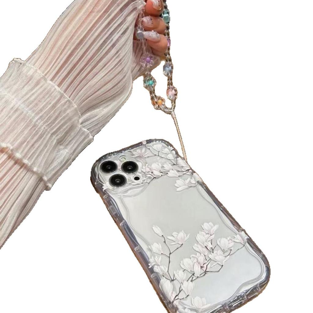 White Flower Branch Is Suitable for Iphone17pro Mobile Phone Case Apple 15 Anti-drop 14 Bracelet 13promax New 16x.