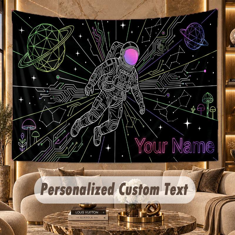 Astronaut Space (162) Theme Personalized Tapestry Custom Name Text Wall Hanging Tapestry Home Background Decoration