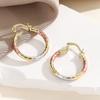 1 Pair of able Tricolor Gold Color Circle Hanging Earrings, Women's Daily Minimalist Design Party Jewelry Gift
