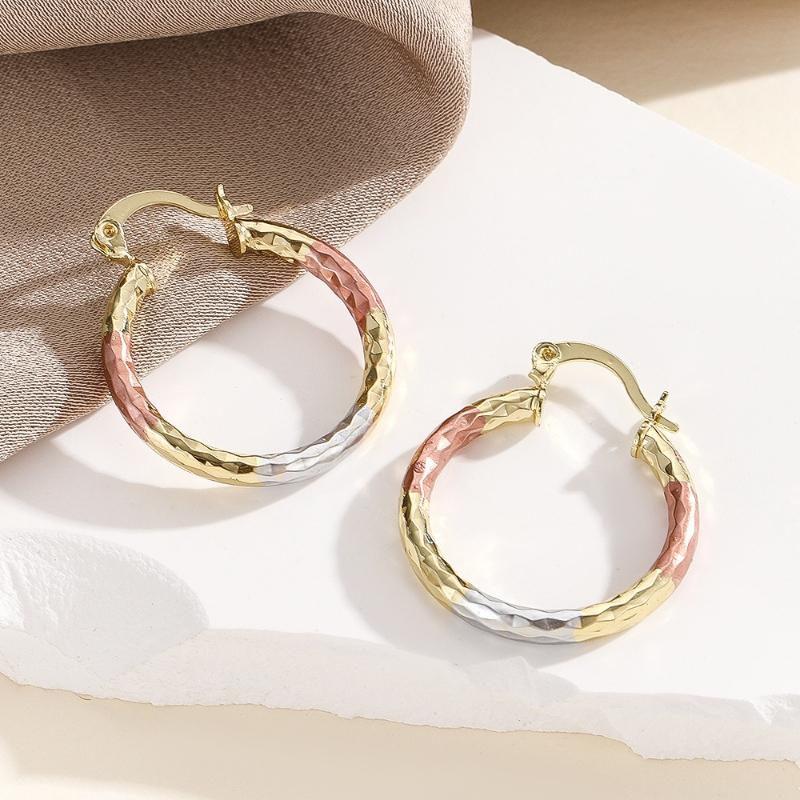 1 Pair of able Tricolor Gold Color Circle Hanging Earrings, Women's Daily Minimalist Design Party Jewelry Gift