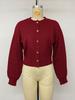 Women's Heart-Button Knit Cardigan: Red Christmas Sweater Coat, 2026 Autumn/Winter European & American Festival Style
