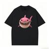 2026 New Cute Fun Shark Print Shortsleeved Tshirt  Unisexs And Wounisexs Summer Casual Loose Heavyweight Couples Top