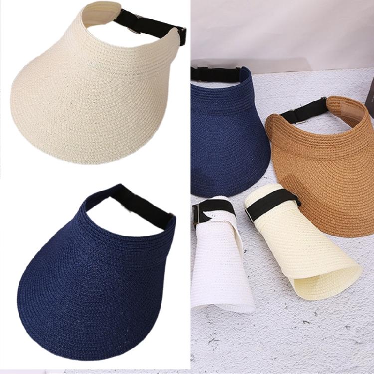 Adjustable Straw Edge Hat With Empty Top Sun Protection Lightweight Travel Hat For Hiking Running