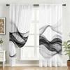 Black White Gradient Wavy Curtain Minimalist Style Living Room Bedroom Pull Window Decoration Set Of 2 Modern Made Polyester With Rod Pocket Washable