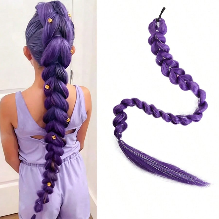 Purple pigtail wig | pigtail with laser wire | advanced synthetic hair, suitable for avantgarde hairstyle, role play and Party style