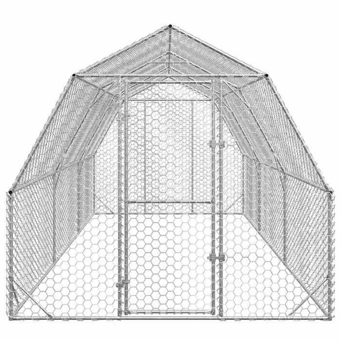 VidaXL Poulailler 2,5x6x2,25 m acier galvanisé, poulailler de promenade, enclos à poules accessible, cage à poules 3328517