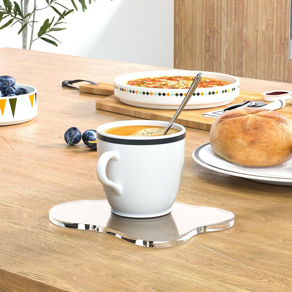 Acrylic Coaster Decorative Plates, Irregular Bar Drink Coaster, Clear Cloud Shape Coffee Cup Coaster, Perfect for Tabletop