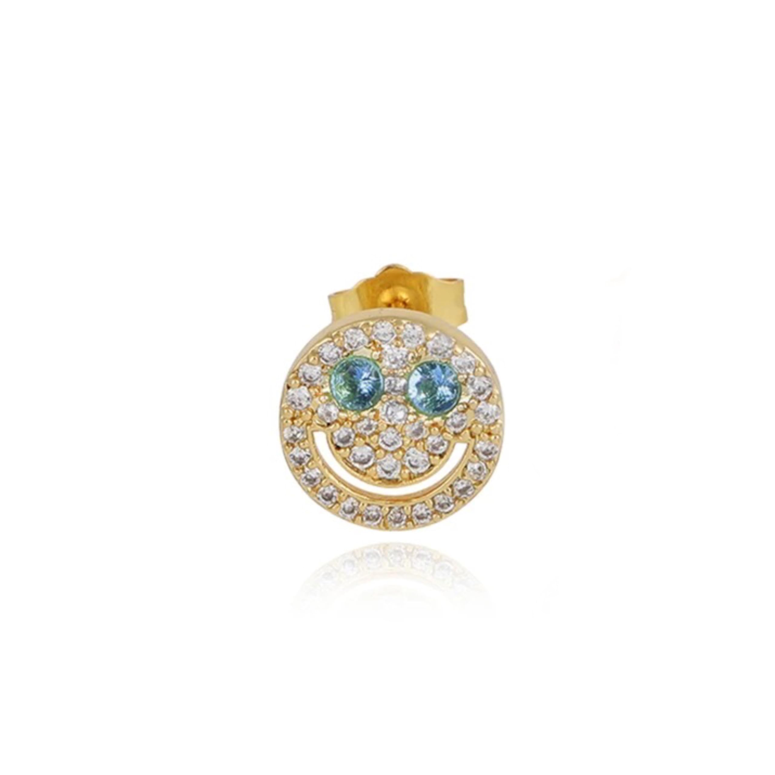 

316L Zirconia Smile CZ Earring, Gold, Single Earring