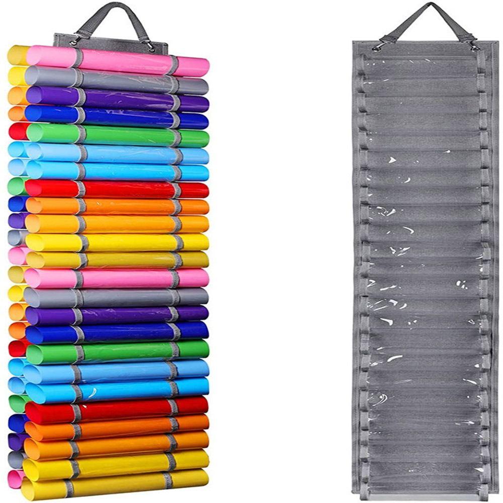 Wall Mount Vinyl Storage Organizer Rolls Holder Wall Hang Pocket Door Hanging Bag  Behind The Door