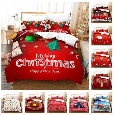 3D Christmas Bedding Set King Queen Bed Duvet Cover Pillowcase 2/3pcs Happy New Year Cover Set Gift Bed Sheets