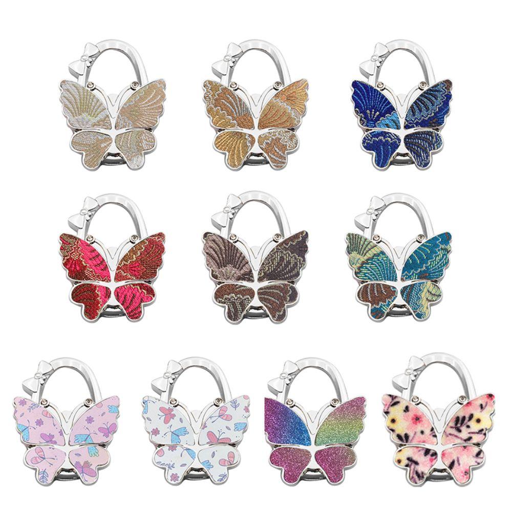 Portable Butterfly Desk Side Hook Heavy Duty Space Saving Bag Hook Foldable Desktop Decorative Purse Hanger Home Office Desk Use