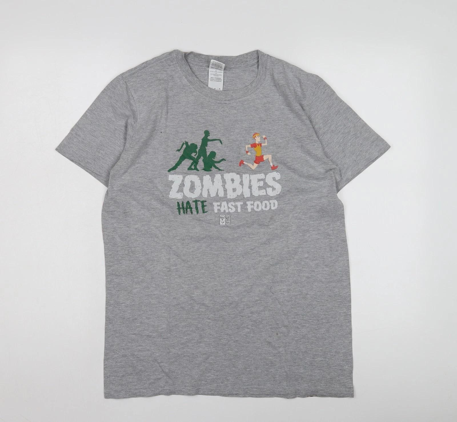 Grey Men s Medium Zombie Graphic T-Shirt S