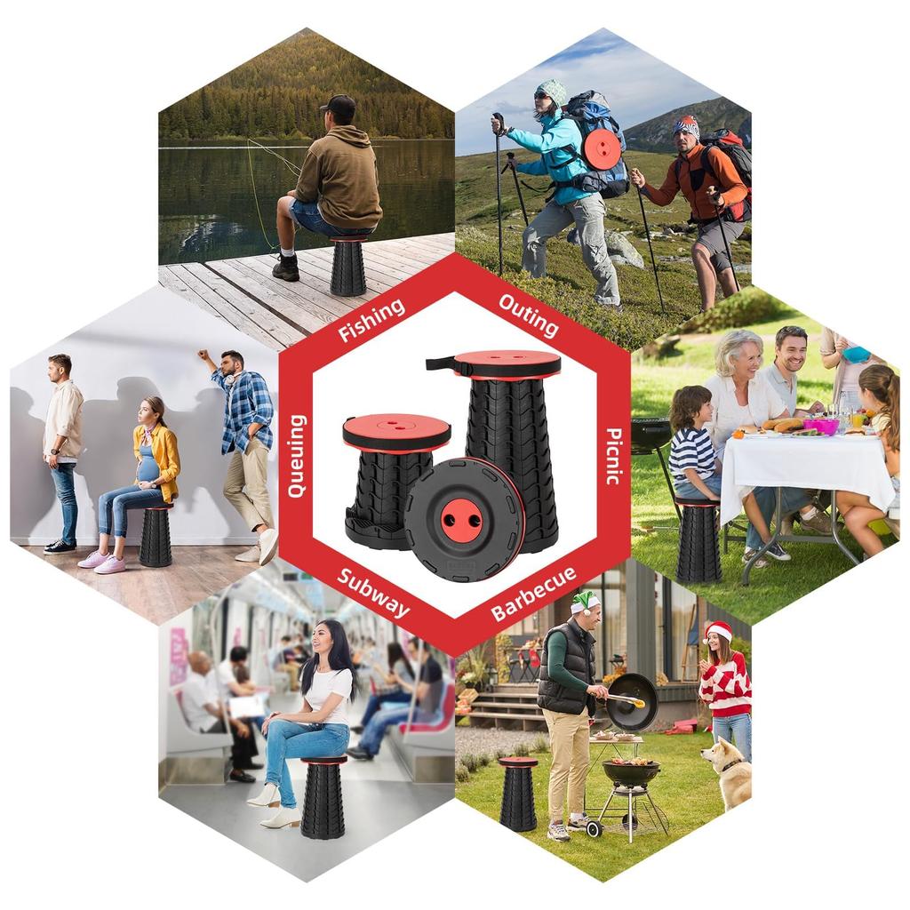 Upgraded Folding Stool Lightweight Yet More Sturdy with Load Capacity 400lbs Space Saving Furniture Stools for Camping Fishing