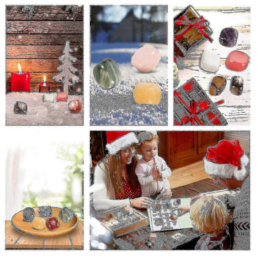 Natural Crystal Agate Stone Advent Calendar 2022 - 24 Days Minerals Fossils for Christmas