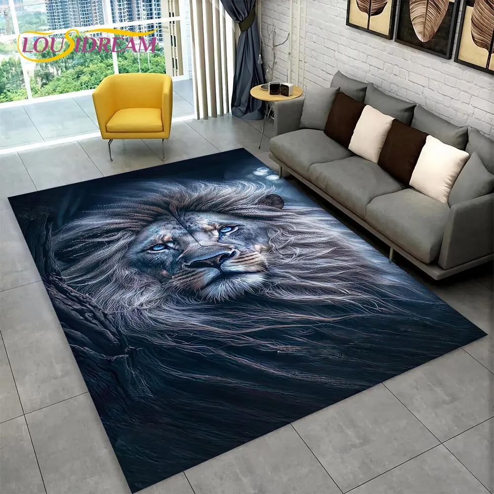 Novo tapete grande de área de animal de leão de sonho 3D, tapete de carpete para sala de estar, quarto, sofá, capacho de decoração, tapete de chão antiderrapante para brincadeira de criança
