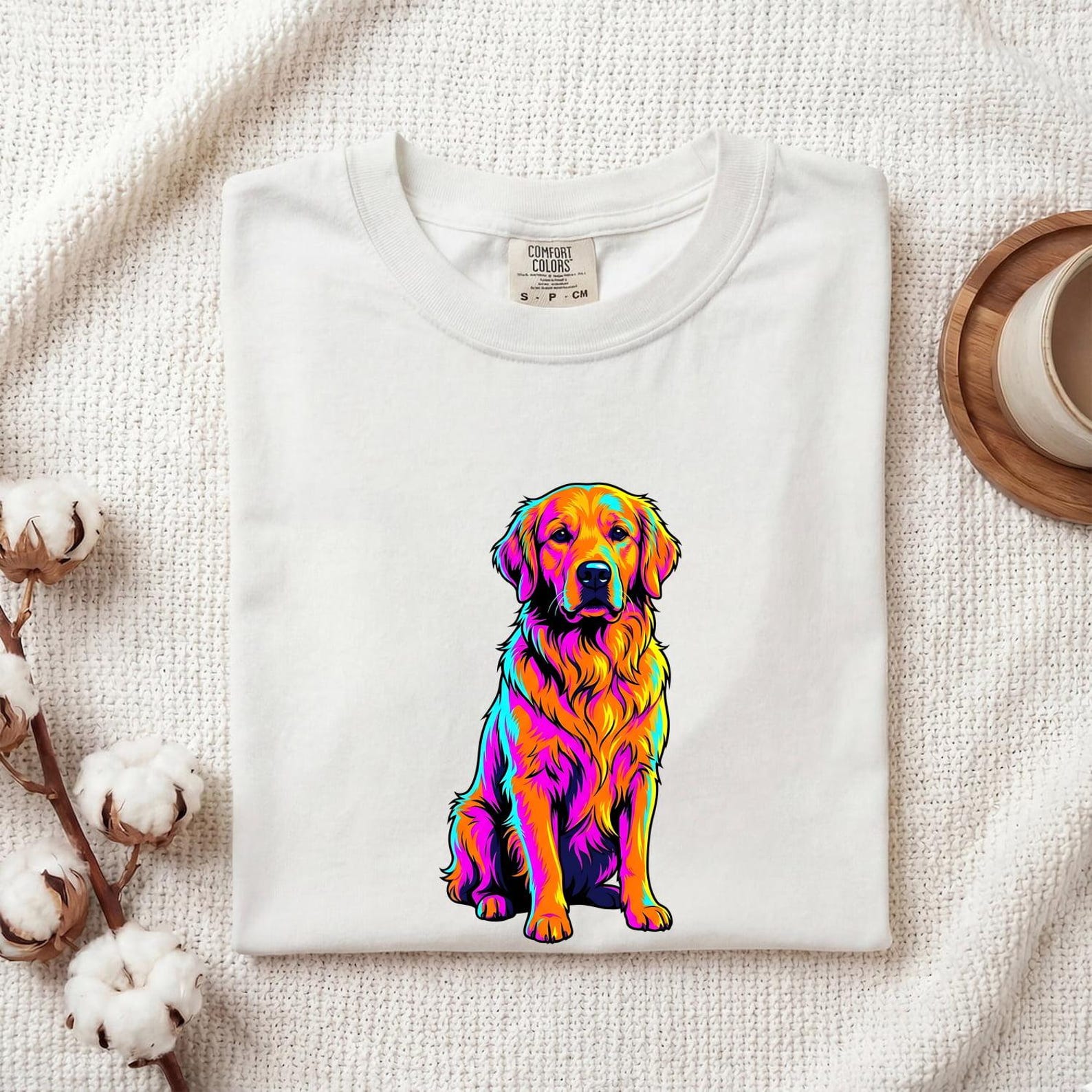 Retriever Dog Shirt Dog Creatures Gift Women Pop Culture Art Tee Retriever T-Shirt Dog Fan Puppy Tshirt Pop Art Graphic Digital Art Glowing S