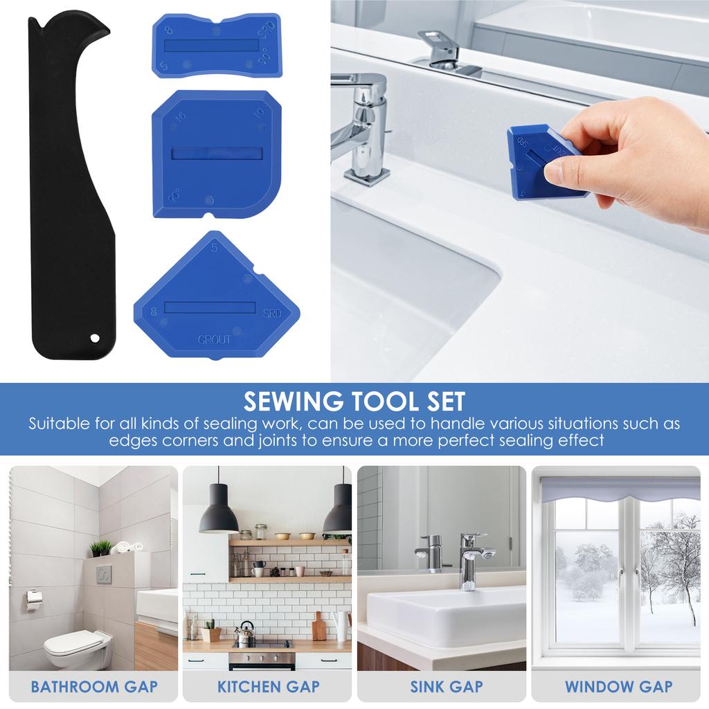 Rubber Caulking Tool Kit Caulk Finishing Tool Multifunctional Grout Sealant Caulking Smoothing Tool for Kitchen Bathroom Window