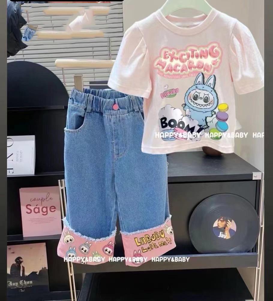 

Джинсы клеш с бантом для девочек - Модные длинные брюки для детей 2025 160cm