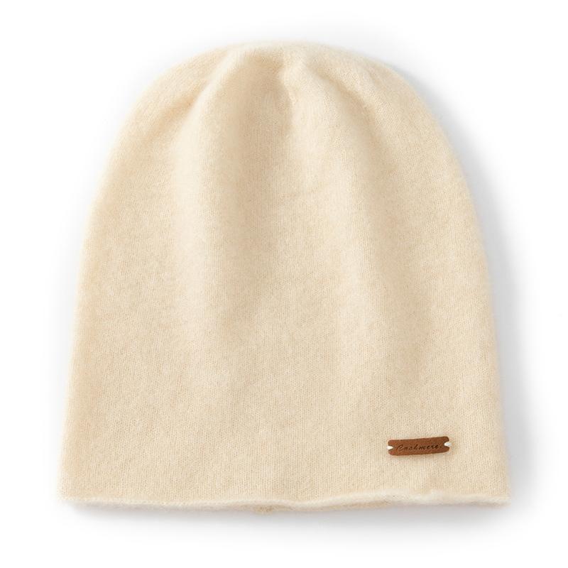 Damen 100% Reiner Kaschmir Slouchy Beanie Winter Warm Weich Gemütliche Kopfbedeckung Einfache Strickmütze Kaltwetter-Accessoire